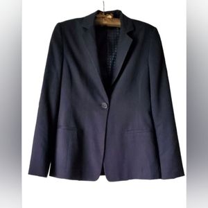 Elie Tahari Black Wool/Cotton Blend Blazer Jacket, Lined, Single Botton, Size 2